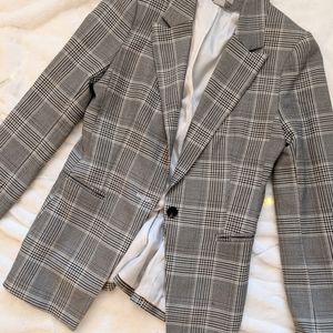 H&M Plaid Longline Blazer